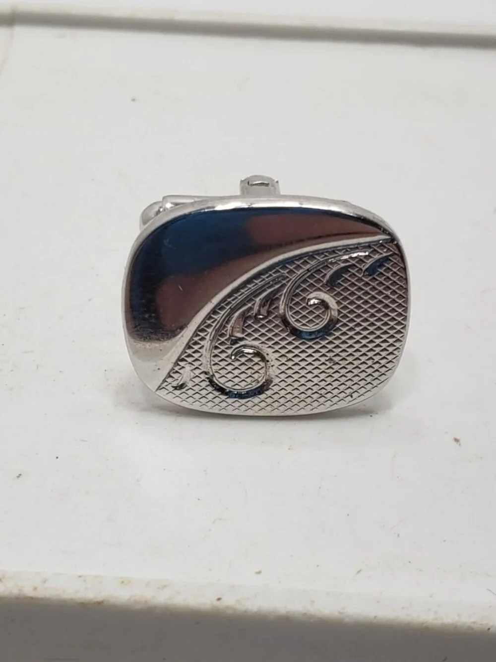 Vintage Silver Tone Swirl Engraved Cufflinks Formal Wedding Mens Jewelry
